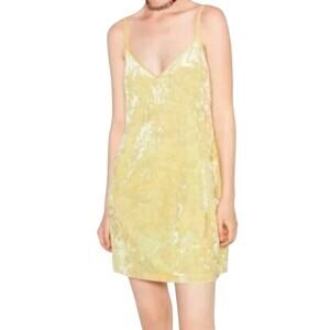 Zara Yellow Crushed Velvet Slip Dress - Size Small
